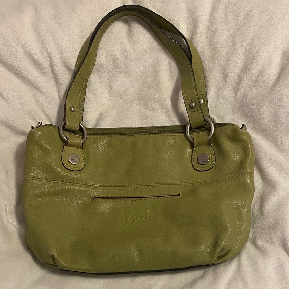 Fossil Olive Leather Shoulder Bag